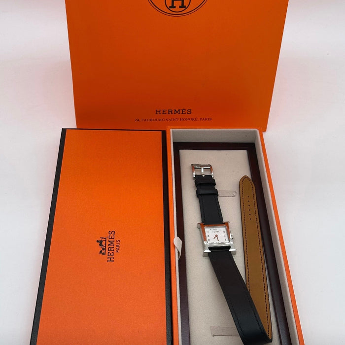 “H” Silver With Black Strap Watch