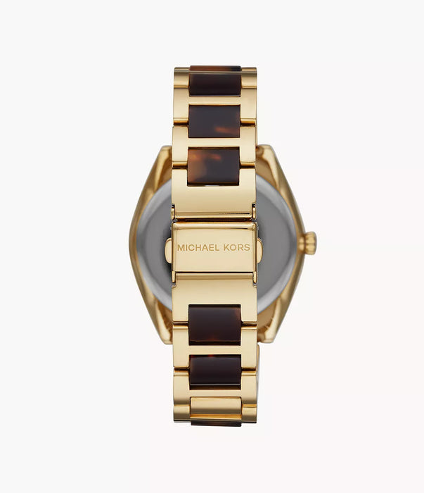 Michael Kors Ladies Watch Janelle 42mm Gold Brown MK7136 Authentic