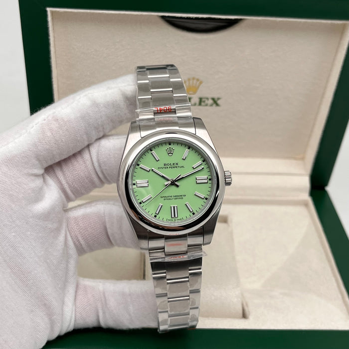 Rolex Oyster Perpetual pistachio Green Dial  (5A+)