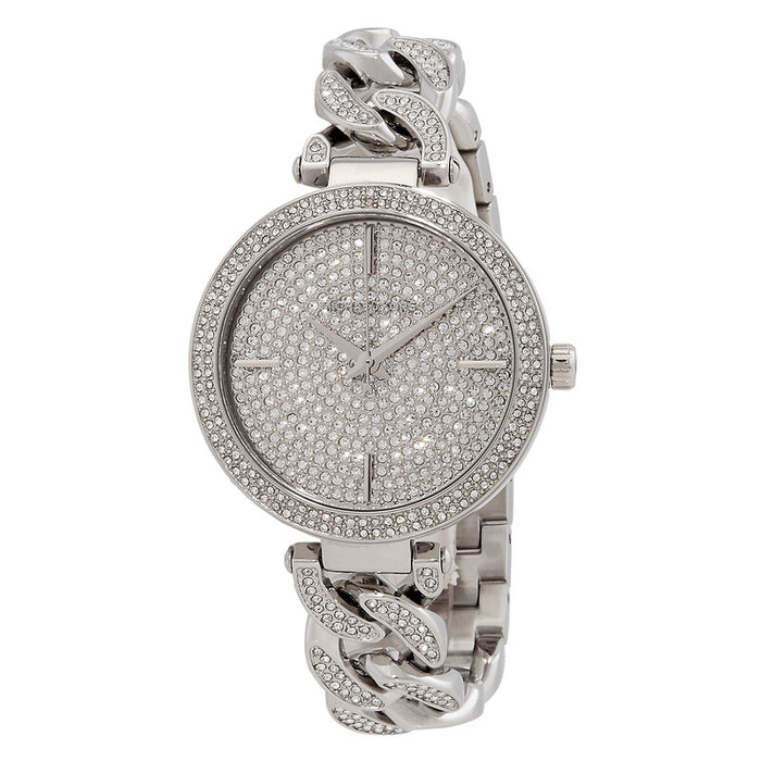 Michael Kors Catelyn Crystal Glitz Dial Chain Watch Mk4675 Authentic