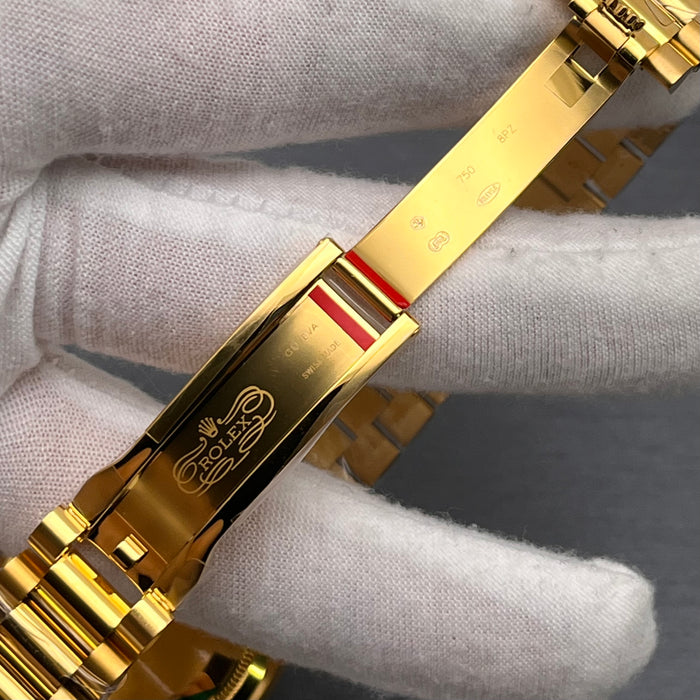 Rolex Day-Date 36MM Yellow Gold Turquoise Dial Diamond Bezel President Bracelet