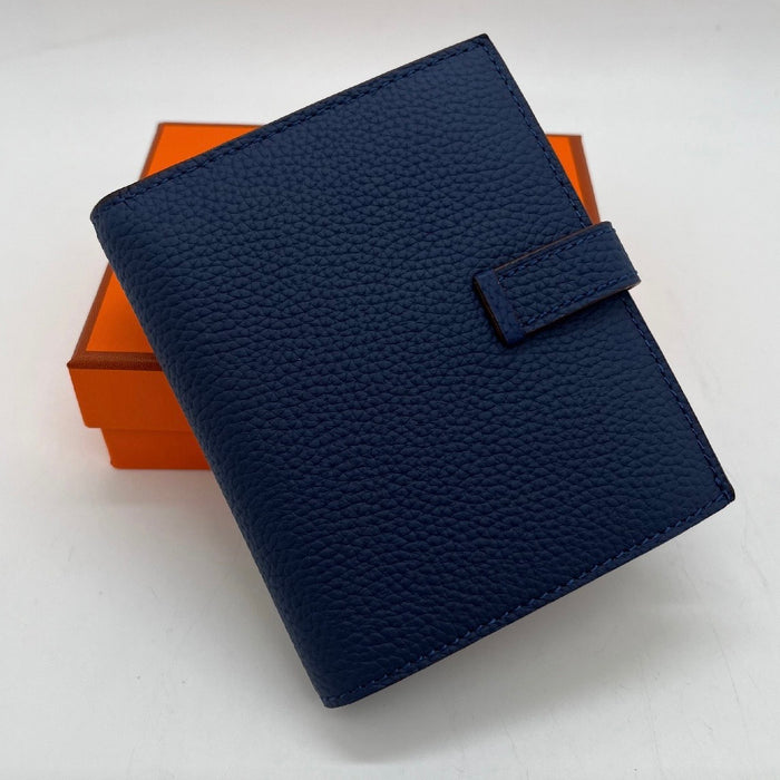 “H” Navy Blue Leather Wallet