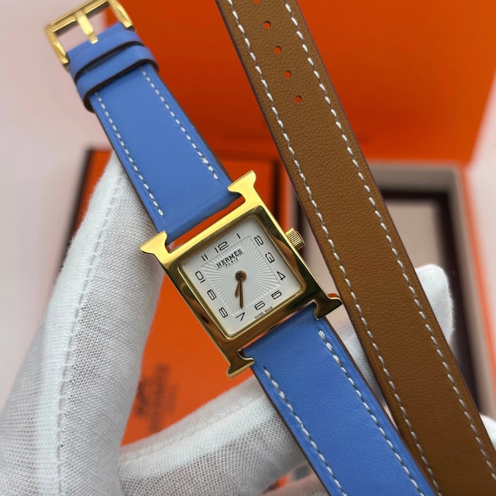 “H” Gold With Blue Strap Watch