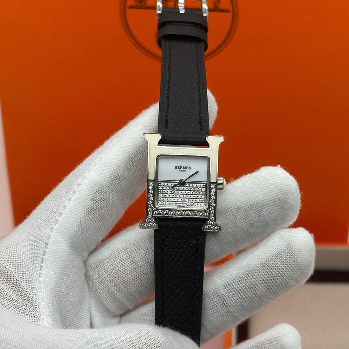 H Stress Silver With Black Strap Watch