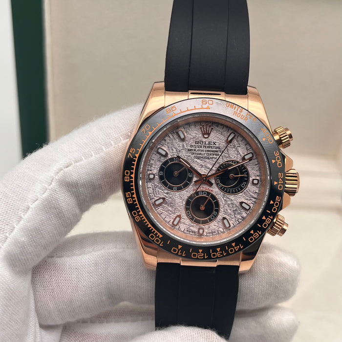 Rolex Daytona Leather  Watch Band Rubber Gold Dial 40mm (5A+)