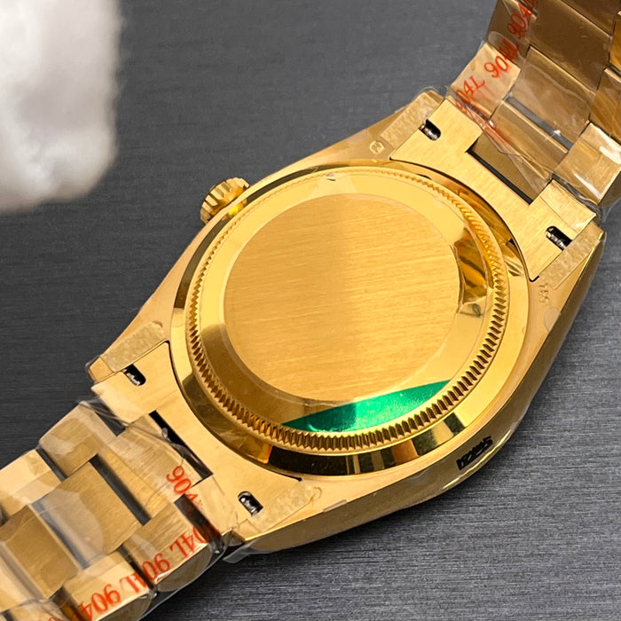 Rolex Day-Date 36MM Yellow Gold Turquoise Dial Diamond Bezel President Bracelet