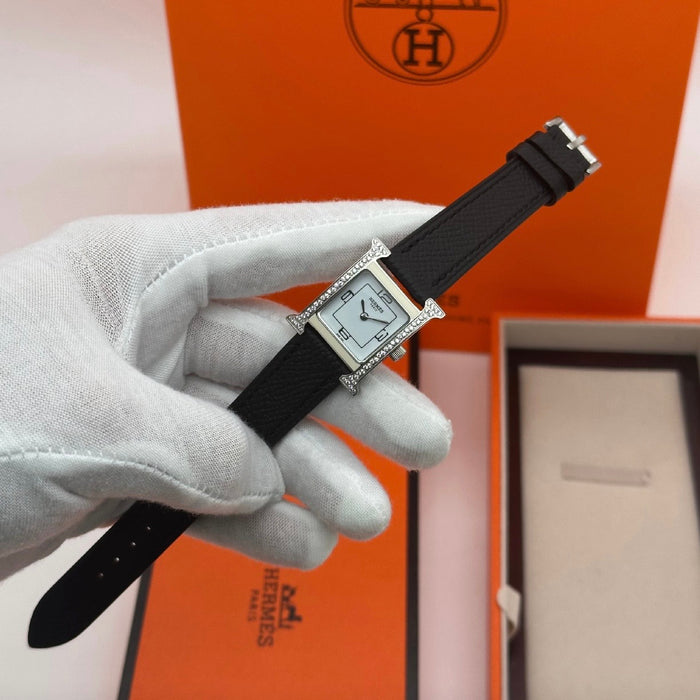 H Stress Silver With Black Strap Watch