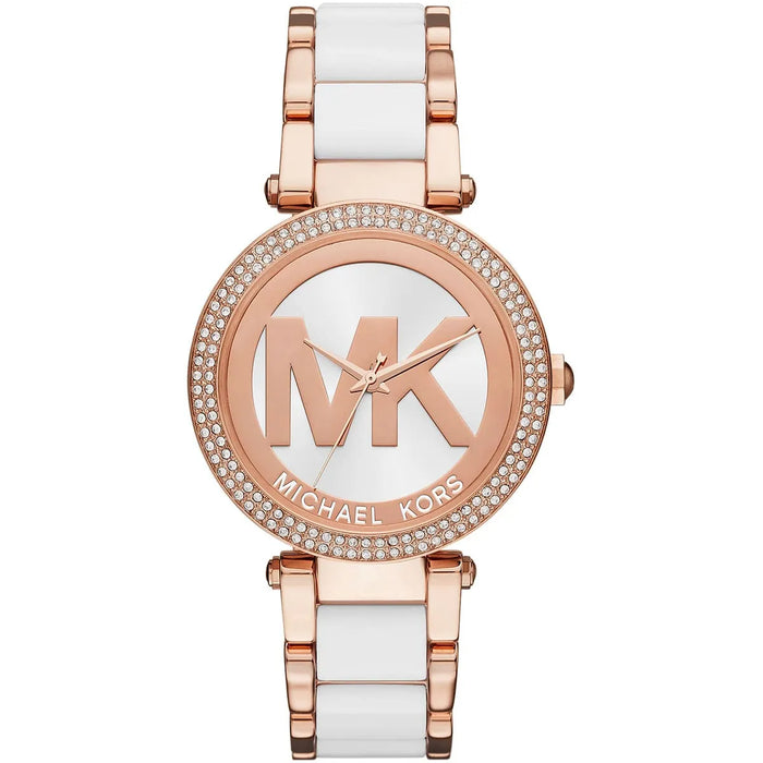 Michael Kors Parker Rose Gold-Tone and White Women's Watch MK6365 Authentic