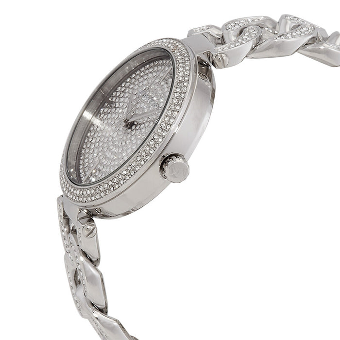 Michael Kors Catelyn Crystal Glitz Dial Chain Watch Mk4675 Authentic