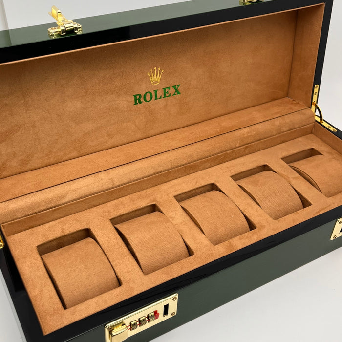 Rolex Luxury Green Wooden 5- Slot Watch