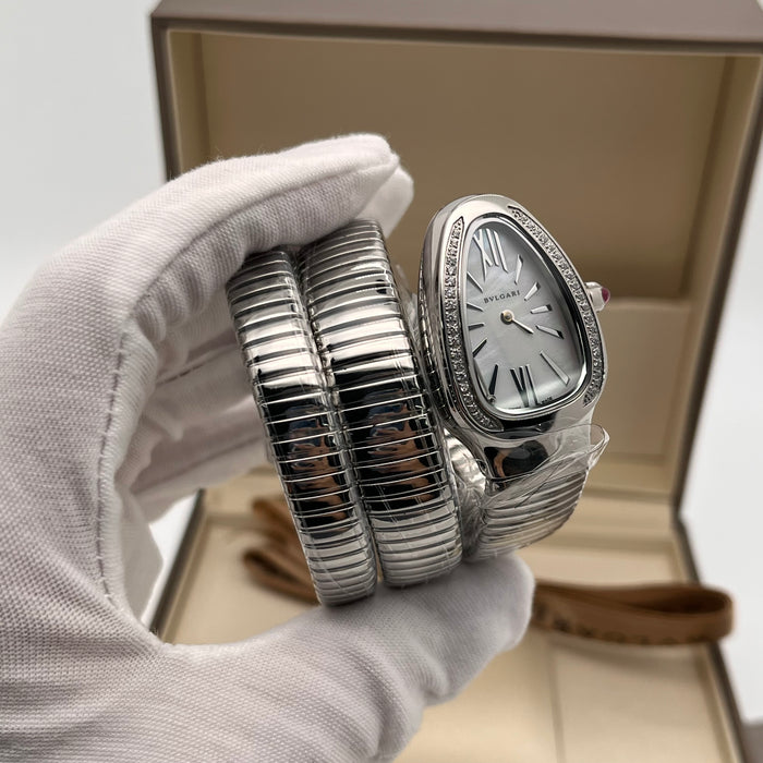 Bvlgari Tubogas 35 mm Silver MOP Dial  (S)