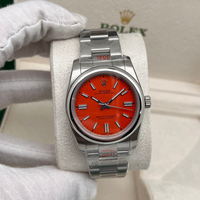 Rolex Oyster Perpetual Striking Coral Red Dial (5A+)