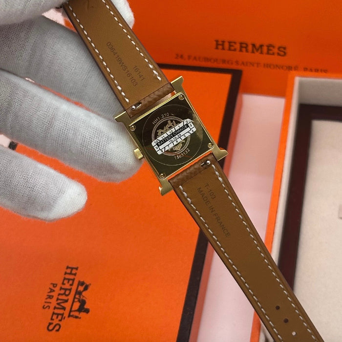 H Gold Stress Dial With Tan Leather Strap Watch