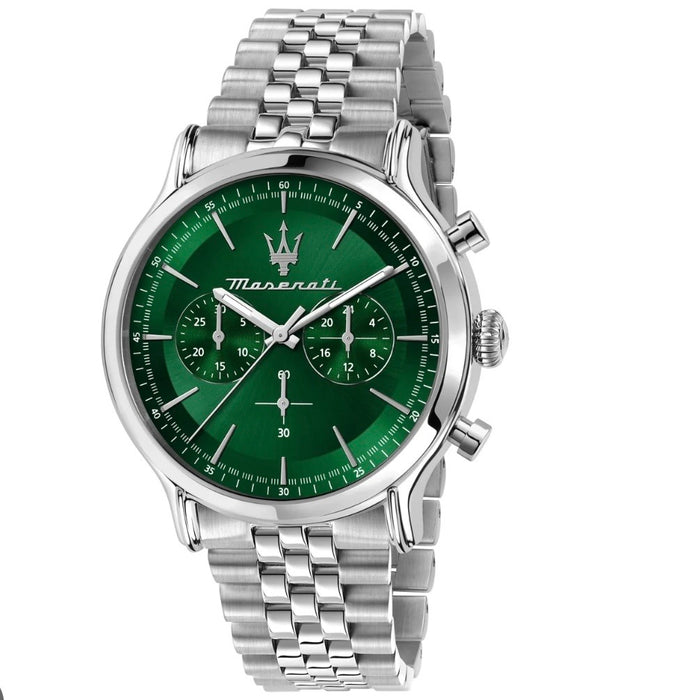 Maserati Epoca Chronograph Green Dial with silver-tone accents R8873618033- Authentic