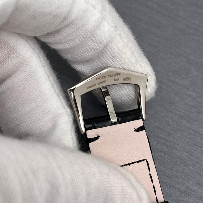 Patek Philippe Annual Calendar Chronograph (ref. 5960P-016) platinum case and a black Swiss Super Clone