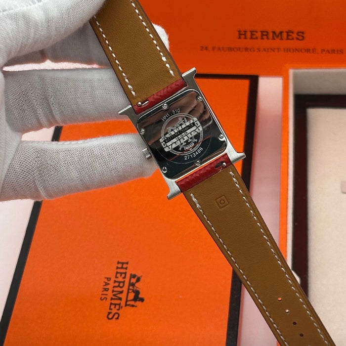 Heure H Silver With Bordo Strap Watch