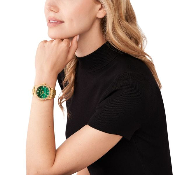 Michael Kors For Women Runway Gold-Tone Crystal Pave Watch MK7390 Authentic