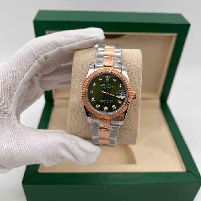 Rolex Datejust 31mm Steel Rose Gold Green Dial  (5A+)