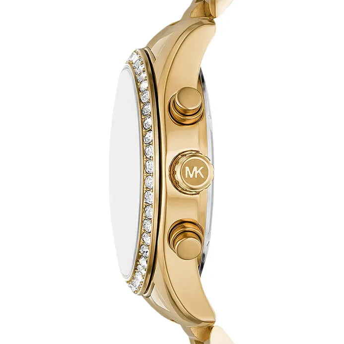 Michael Kors Lexington MK7377 Chronograph Ladies Champagne Dial Gold Stainless Steel Strap Authentic