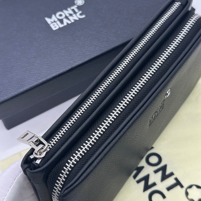 Montblanc Meisterstück Full-Grain Black Real Leather Long Wallet. (Montblanc  Collection)