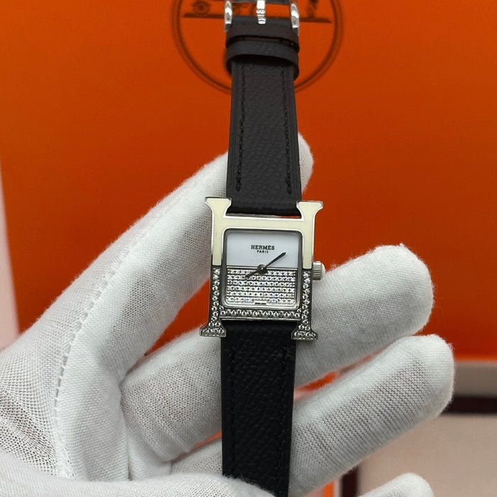 H Stress Silver With Black Strap Watch