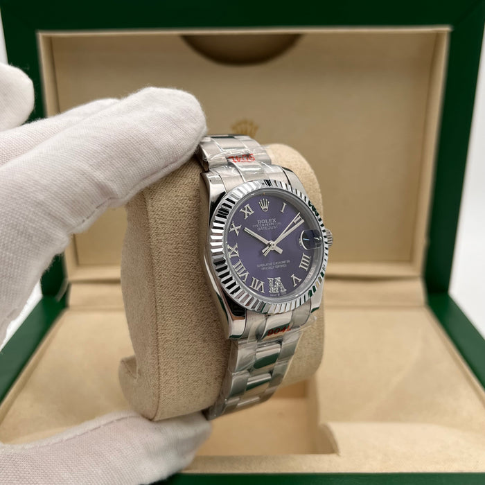 Rolex Datejust 31mm Oyestersteel Silver With purple Dial (5A+)