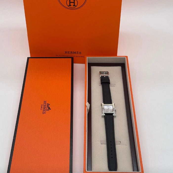 H Stress Silver With Black Strap Watch