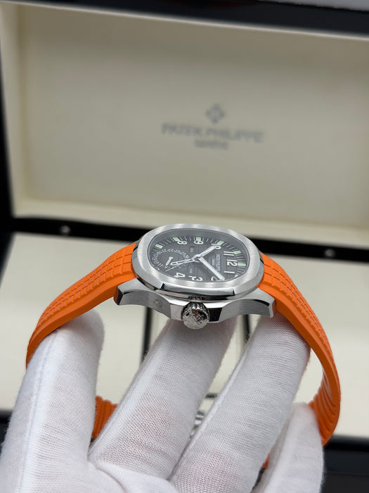 Patek Philippe Aquanaut Travel Time 5164A-001 – Swiss Super Clone (Orange Rubber Strap)