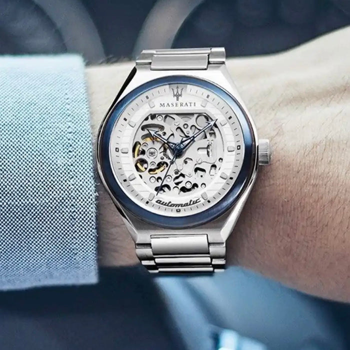 Maserati Triconic Skeleton Grey Dial R8823139002- Authentic