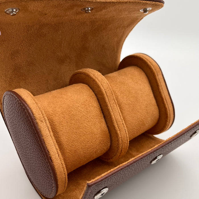 Portable Faux Leather 2-Slot Watch Storage Box