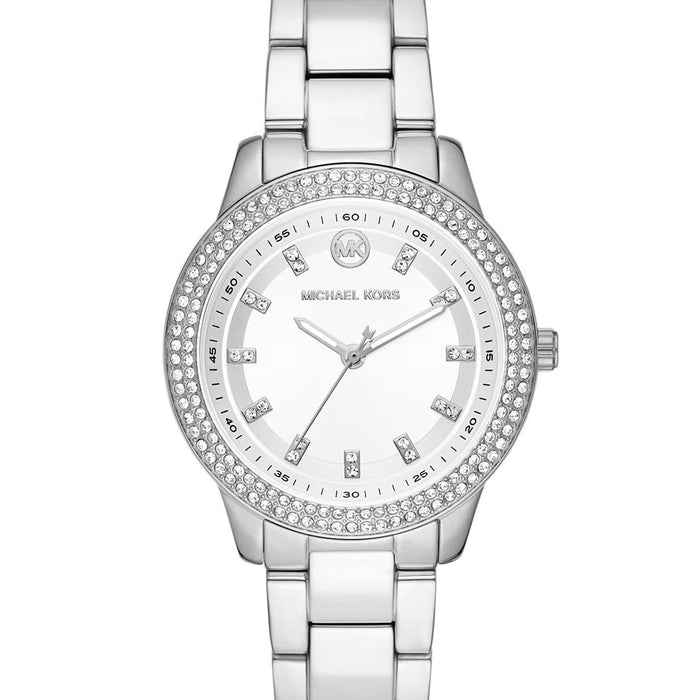 Michael Kors Mini Tibby Pavé Silver-Tone Watch, featuring a crystal-set bezel Mk1059 Authentic