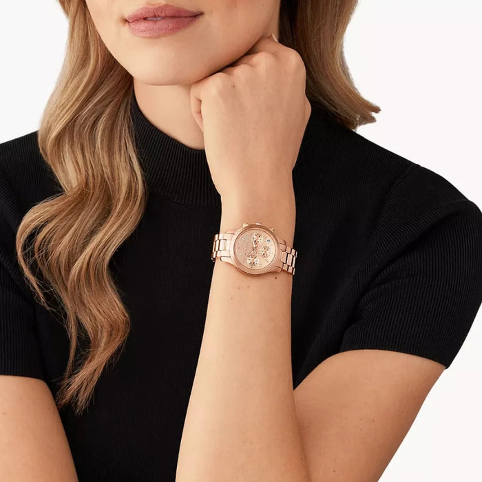 Michael Kors Mini Runway Chronograph Stainless Steel Case, MK7327 Authentic