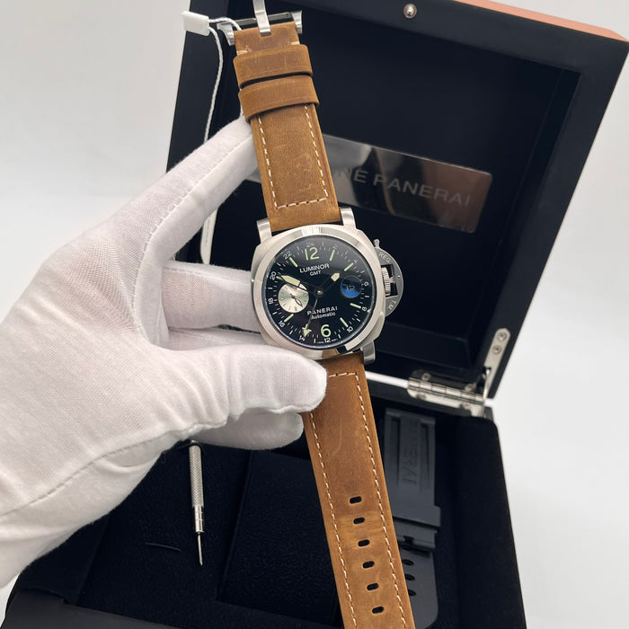 Panerai Luminor Titanium watch 44mm brushed titanium case and a brown leather strap