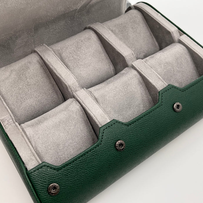 6-Slot Hexagonal Leather Watch Roll Box