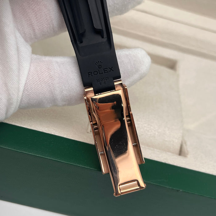 Rolex Daytona Leather  Watch Band Rubber Black RoseGold Dial 40mm (5A+)