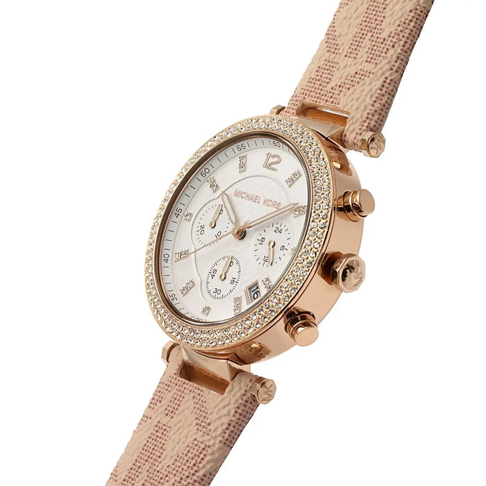 Michael Kors Watch For Women Parker MK6935 With White Dial Polyurethane Chloride Strap Authentic