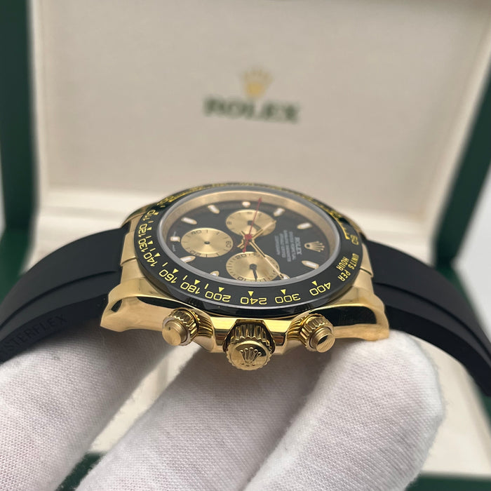 Rolex Daytona Leather  Watch Band Rubber Gold Dial 40mm (5A+)