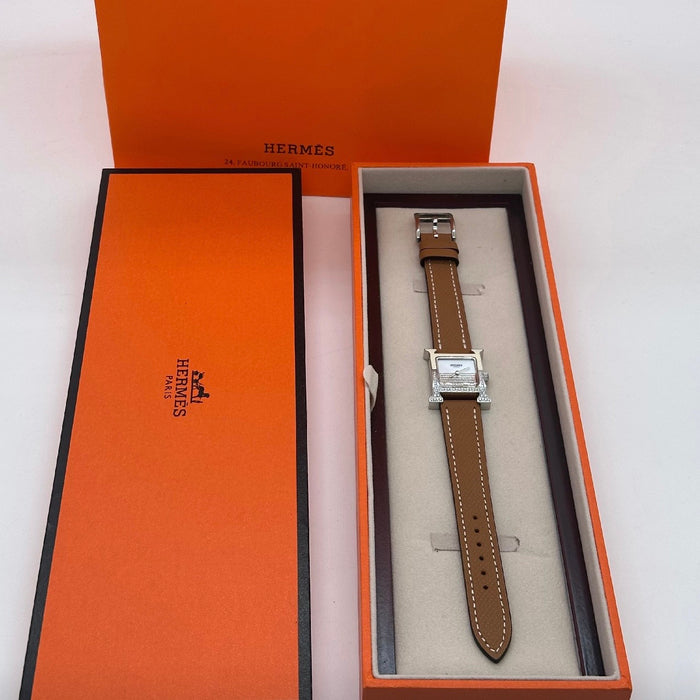 H Stress With Tan Strap Watch