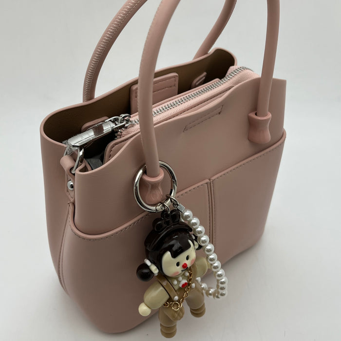 Genuine Leather Women Bag With Charm