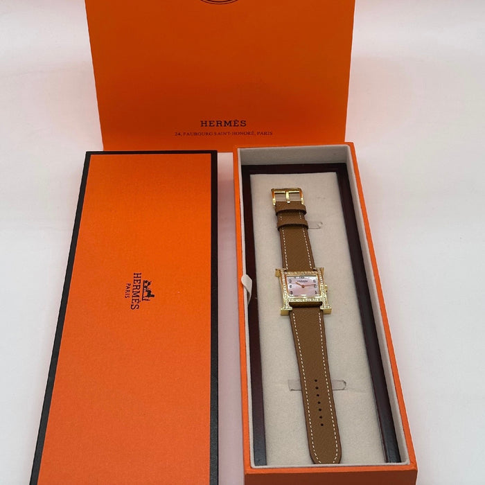 H Gold Stress With Tan Leather Strap Watch