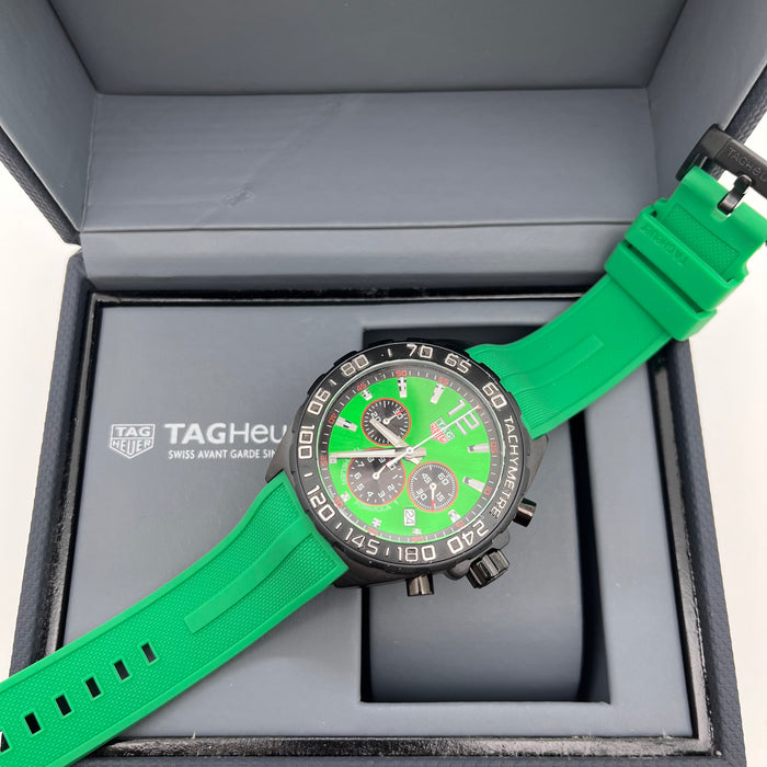 TAG Heuer Formula 1 Quartz Chronograph vibrant green dial and matching green rubber strap