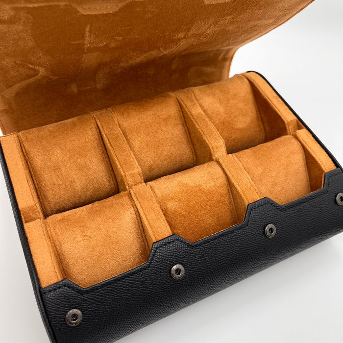 6-Slot Hexagonal Leather Watch Roll Box