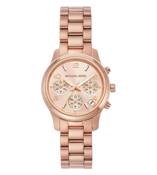 Michael Kors Mini Runway Chronograph Stainless Steel Case, MK7327 Authentic