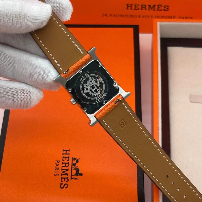 Chrono H Gold Diamond Dial With Orange Leather Strap Watch