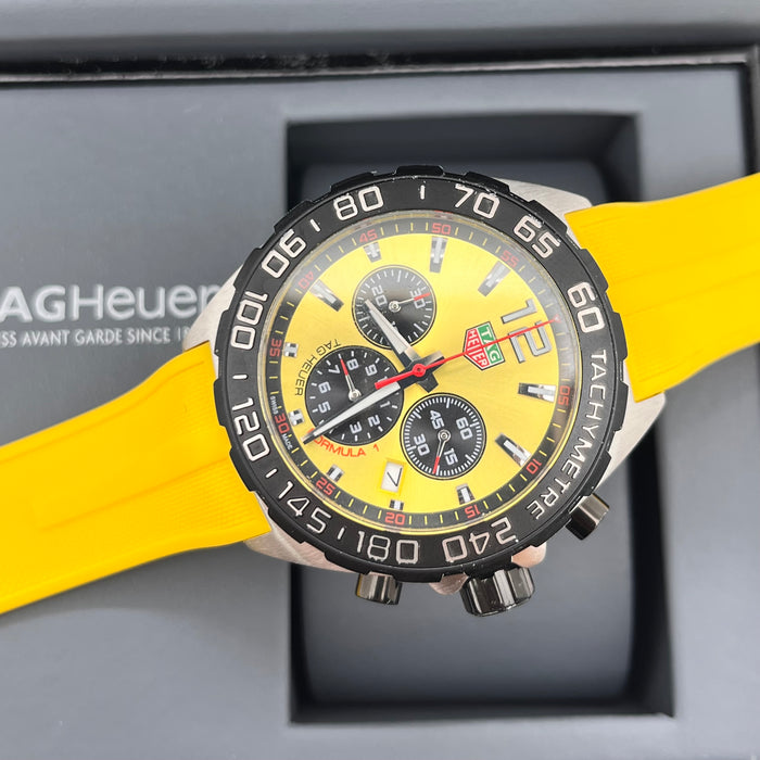 TAG Heuer Formula 1 Chronograph bold yellow dial and matching yellow rubber strap 43MM