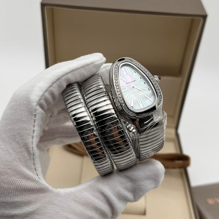 Bvlgari Tubogas 35 mm Silver MOP Dial  (S)