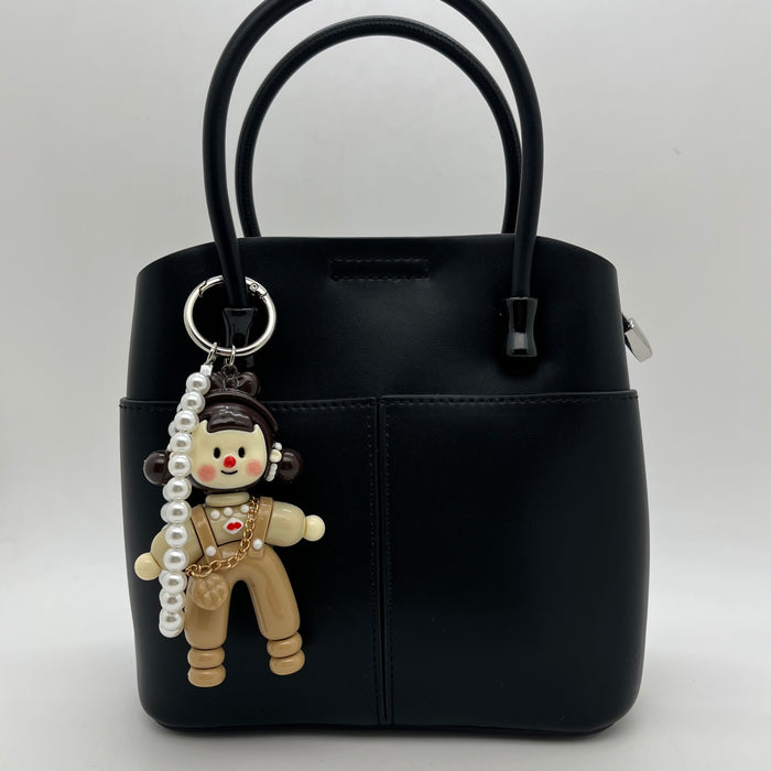 Genuine Leather Women Bag With Charm