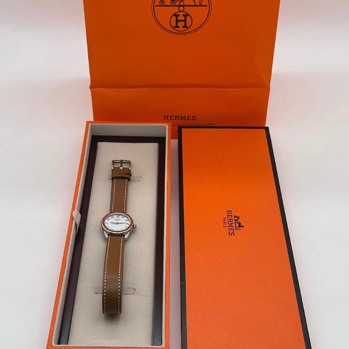 Arceau Silver in Steel Brown Leather
Strap