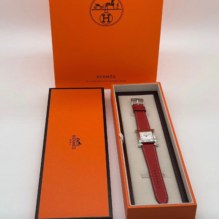 Heure H Silver With Bordo Strap Watch