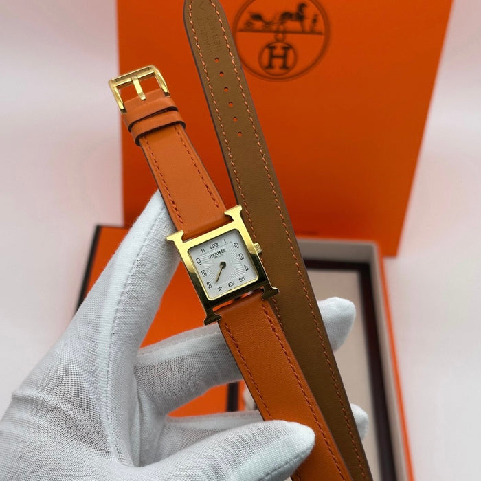 “H” Gold With Orange Strap Watch